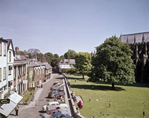 Street view near the Cathedral, Exeter, Devon Street view near the Cathedral, Exeter, Devon