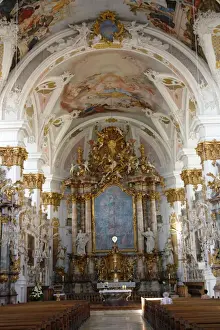 Bavarian Church Interior Prints: Studienkirche interior, Dillingen, Bavaria, Germany