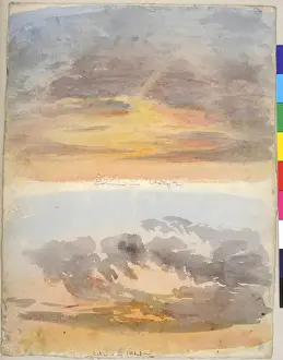 Irish Watercolour Drawings Prints: Two Studies of Sunsets