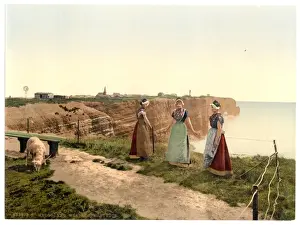 Nineteenth Century German History Prints: Study of the west side, Helgoland, Germany