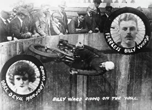 Wall of Death Print - Motorcycle Rider Fearless Billy Ward