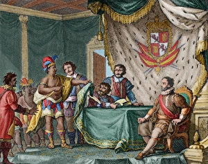 Submission of Sayri Tupac. Engraving. Colored Submission of Sayri Tupac. Engraving. Colored