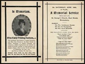 Suffragette Emily Wilding Davison In Memoriam Suffragette Emily Wilding Davison In Memoriam