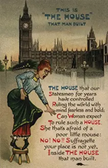 Suffrage History Prints: Suffragette Scared by Mouse