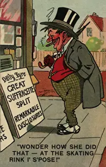Suffragette History Prints: Suffragette, Split Red Faced Man