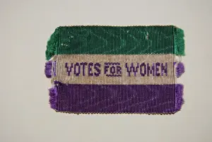 Suffragette Prints: Suffragette WSPU Ribbon Badge Print circa 1907