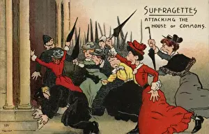 Womens Rights History Prints: Suffragettes Attack the House of Commons