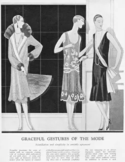 Three sumptuous oufits described as Graceful Gestures Three sumptuous oufits described as Graceful Gestures
