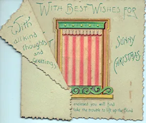 Sun blind with comic verse on a Christmas card Sun blind with comic verse on a Christmas card