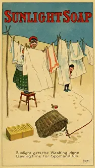 Prints of Advertisement for Sunlight Soap. Date: circa 1905 John Hassall Prints: Circa 1905 Sunlight Soap Advertisement Print