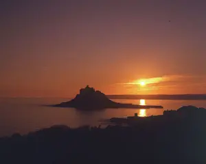 Cornwall Historical Landmarks Prints: Sunset at St Michaels Mount, Cornwall