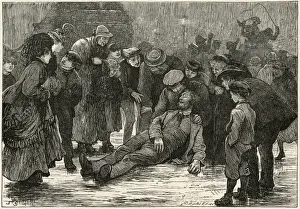 Temperance Movement History Prints: Surrounded Drunk, 1873