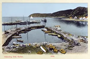 Sweden - Molle Harbour and Customs House Print, circa 1908