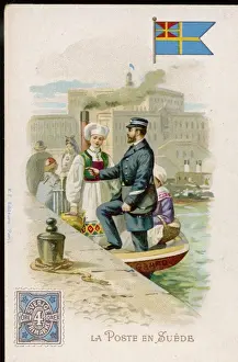 Vintage Postal Worker Prints: Swedish Postman C1900
