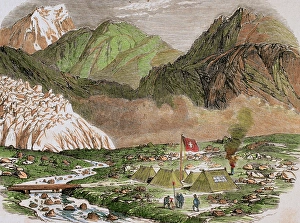Switzerland. 19th century. Camp of the Officials of Federal Switzerland. 19th century. Camp of the Officials of Federal