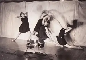 Tableau Print against Backdrop with Lamps, 1937