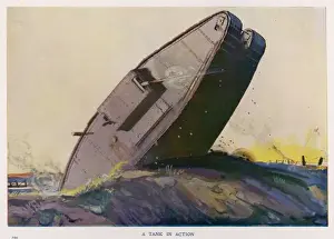 World War I Military Equipment Prints: Tank on Rough Ground