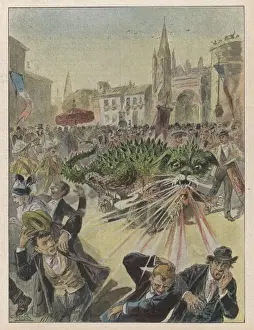 Print of the Tarasque procession at Tarascon