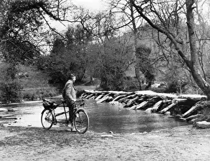 Cycling Prints: Tarr Steps Prehistoric Stone Bridge Print, circa 1000 BC