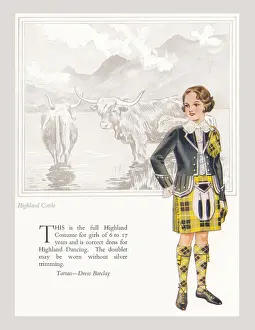 Tartan Tartan Barclay Highland Cattle Print circa 1930