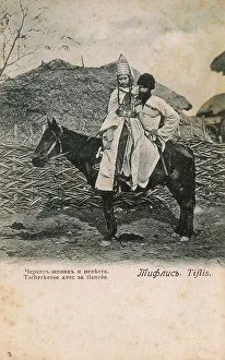 Tbilisi, Georgia - Husband on horseback with young fiancee Tbilisi, Georgia - Husband on horseback with young fiancee