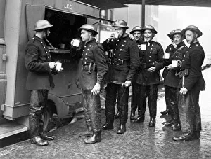 Tea break for firefighters, London, WW2 Tea break for firefighters, London, WW2