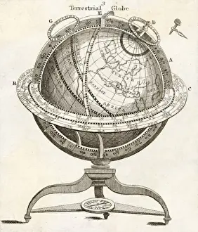 Antique Cartography Artwork Prints: Terrestrial Globe