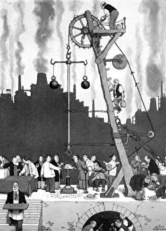 William Heath Robinson Illustrations Prints: Testing teeth, illustration by William Heath Robinson