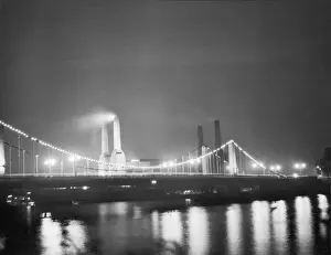 London Cityscape At Night Prints: Thames & Battersea