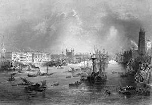 Custom House London Prints: Thames at the Custom Hse