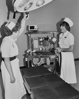 Two theatre nurses at Hayle Hospital, Cornwall Two theatre nurses at Hayle Hospital, Cornwall