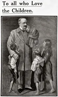 Thomas Barnardo and Children Print, London 1870s