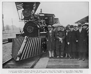 Prints of THOMAS ALVA EDISON American inventor in 1929 at Dearborn, Michigan with Henry Ford, Mr Black (engineer), Mrs Edison and President Hoover Henry Ford Prints: Thomas Edison Print, 1929 Photograph