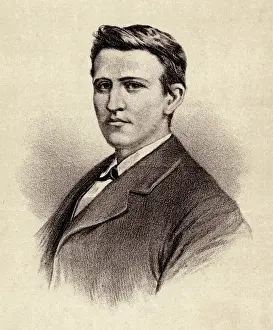 Prints of THOMAS ALVA EDISON American inventor as a young man Date: 1847 - 1931 Thomas Edison Prints: Young Thomas Edison Print 1847-1931