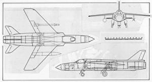 A three-view drawing of the Hawker Siddeley Gnat Mk2 A three-view drawing of the Hawker Siddeley Gnat Mk2