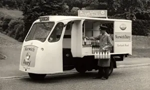 Vintage Norwich Dairy Electric Milk Float Print