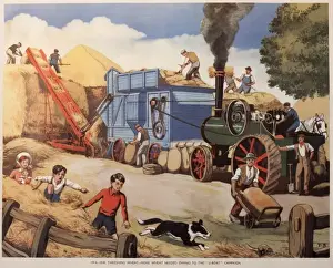 Farming During Wartime Prints: Threshing wheat during the First World War