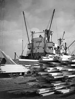 Timber Loading Print, Hull Docks 1960s