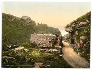 King Arthur Prints: Tintagel Castle Print, Cornwall, England (ca. 1890-1900)