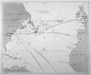 Titanic Print: Intended Atlantic Ocean Journey Chart
