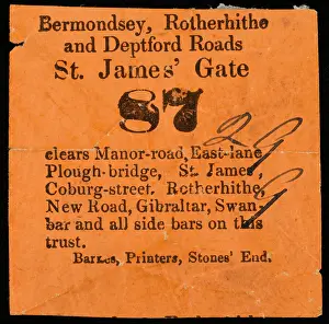 St James Gate Tollgate Ticket Print, 19th Century
