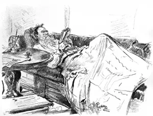 Leo Tolstoy Print: Aged Russian Novelist Reading on His Birth Couch