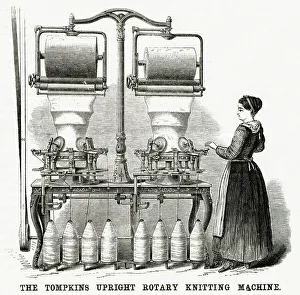 Tompkins upright rotary knitting machine 1875 Tompkins upright rotary knitting machine 1875