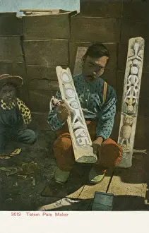 Totem Pole Maker Print by Native American Artist