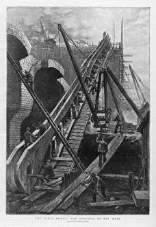 Victorian Engineering Prints: Tower Bridge Built 1892