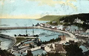 Vintage Railway Stations UK Prints: The Town, Harbour & Railway Station, St Aubins, Jersey