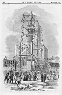 Prints of The erection of Nelsons column in Trafalgar Square, London Trafalgar Square Prints: Trafalgar Square Print: Nelson's Column Erection