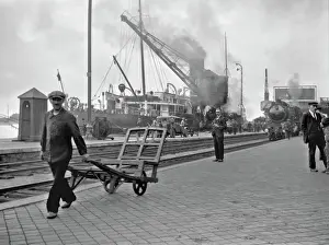 French Transport History Prints: Train at Calais Dock / 28