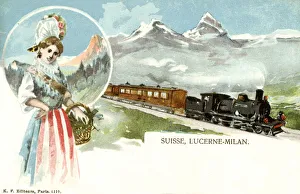 Train on the Lucerne to Milan railway, Switzerland/Italy Train on the Lucerne to Milan railway, Switzerland/Italy