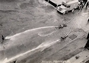 British Home Front Support Prints: Training with hoses